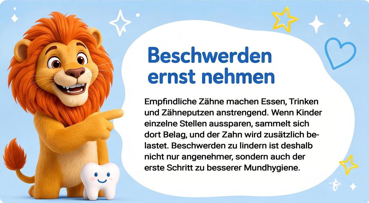Infografik zu ersten Beschwerden mit Kreidezähnen