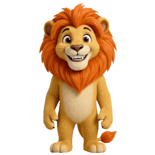 Unser Maskottchen Leo der Löwe winkt freundlich
